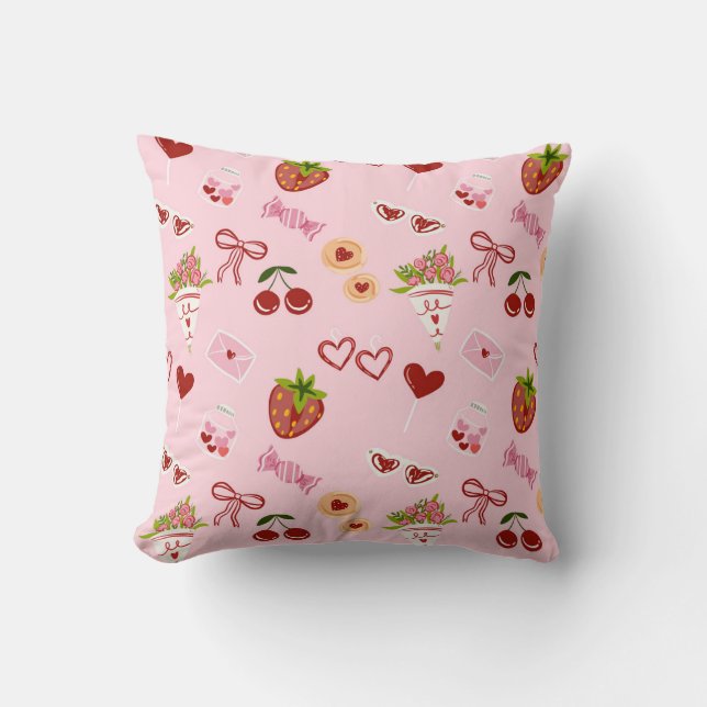 Cute Valentine Seamless Pattern – Hearts Cushion (Front)