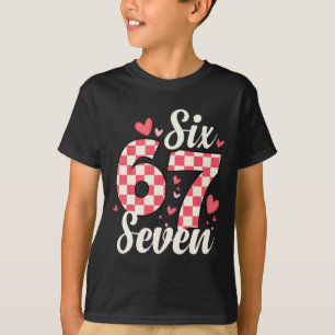 Cute Valentine Six Seven Checkerboard Love Pink He T-Shirt