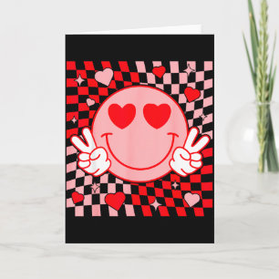 Cute Valentine Smile Face Smiling Checkered Patter Card