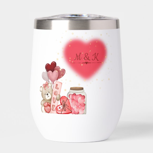 Cute Valentine Stemless Wine Tumbler (Front)