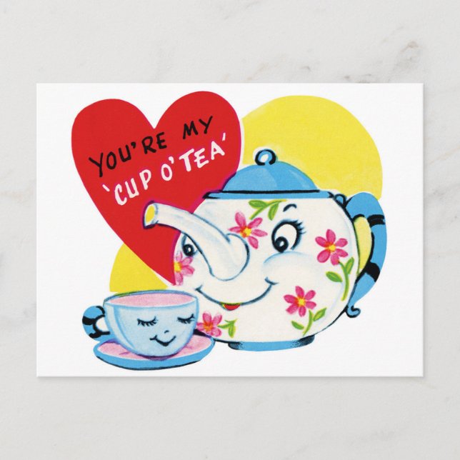Cute Valentine Teapot  Postcard (Front)