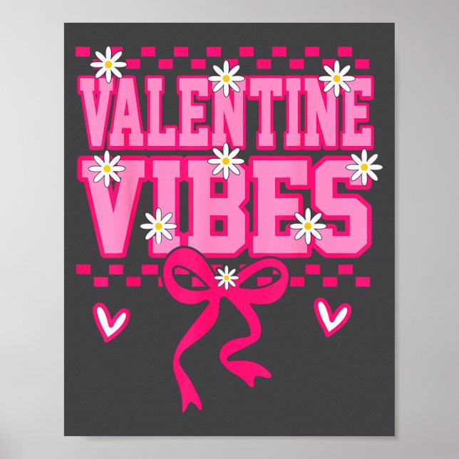 Cute Valentine Vibes Smile Face Valentines Day Gir Poster (Front)