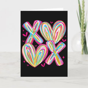 Cute Valentine Xoxo Brushstroke Hearts Hug Kisses Card