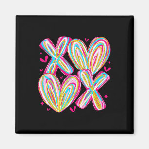 Cute Valentine Xoxo Brushstroke Hearts Hug Kisses Magnet