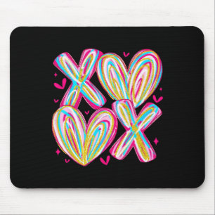 Cute Valentine Xoxo Brushstroke Hearts Hug Kisses  Mouse Pad