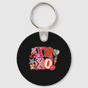 Cute Valentine XOXO Funny Valentine Hearts Lover Key Ring