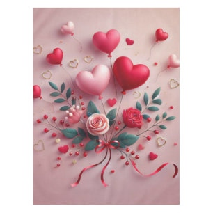 Cute Valentine's balloons & roses Tablecloth