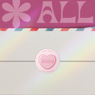 Cute Valentine's Candy Heart Classic Round Sticker