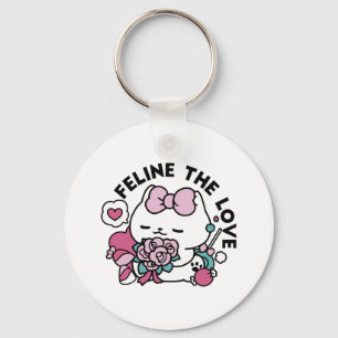 Cute Valentine's Cat Design – Feline the Love Key Ring