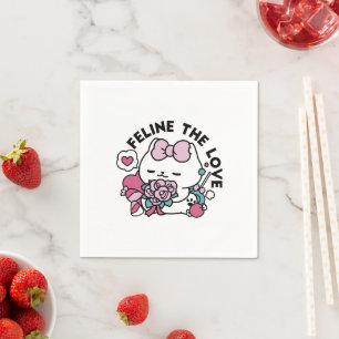 Cute Valentine's Cat Design – Feline the Love Napkin