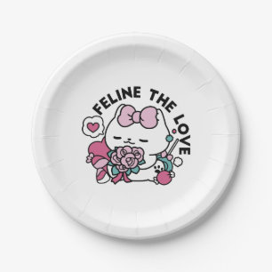 Cute Valentine's Cat Design – Feline the Love Paper Plate