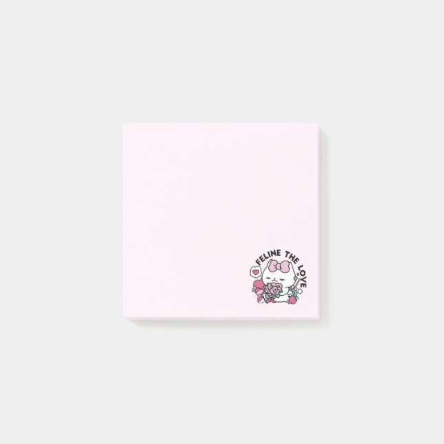 Cute Valentine's Cat Design – Feline the Love Post-it Notes (Front)