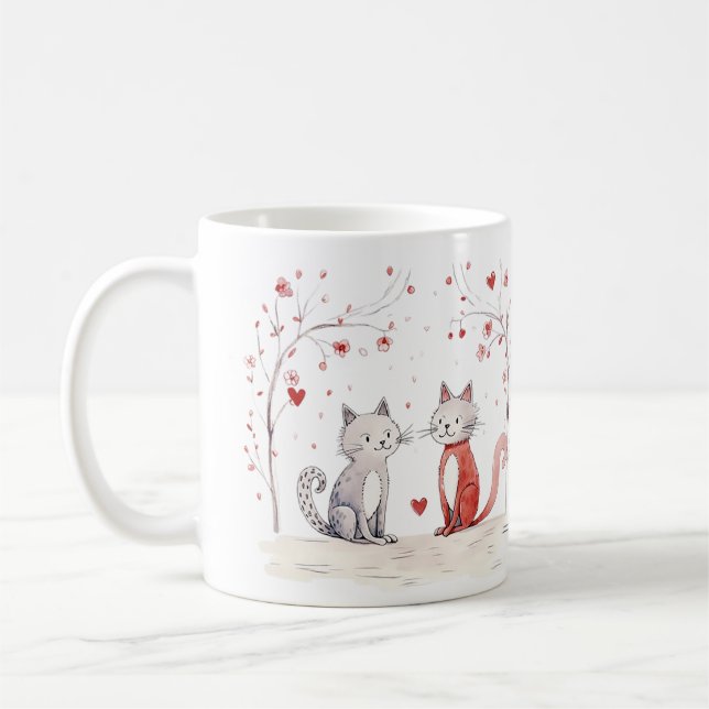 Cute Valentine's Cats You're Still the Cat's Meow Coffee Mug (Left)