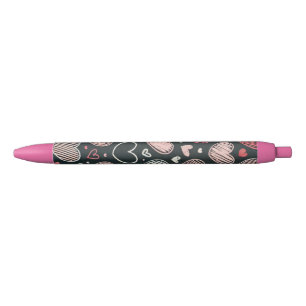 Cute Valentine's chalk hearts Black Ink Pen