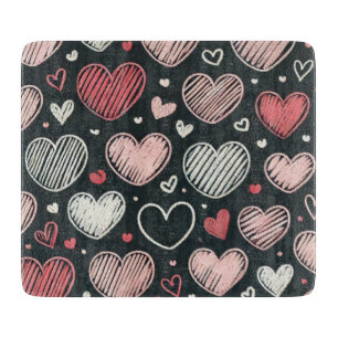 Cute Valentine's chalk hearts Cutting Board