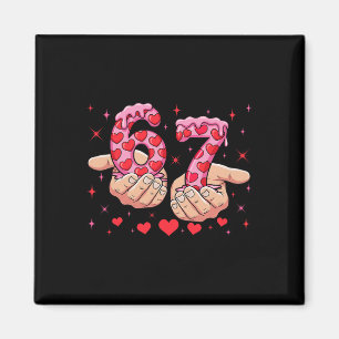 Cute Valentines Day 67 Hearts Funny Six Seven Meme Magnet