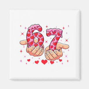 Cute Valentines Day 67 Hearts Funny Six Seven Meme Magnet