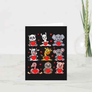 Cute Valentines Day Animals Holding Hearts Boys Gi Card