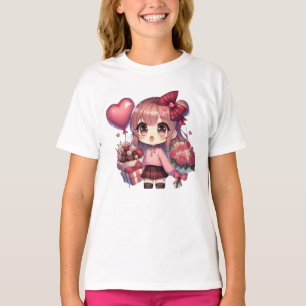 Cute Valentine's day anime girl T-Shirt