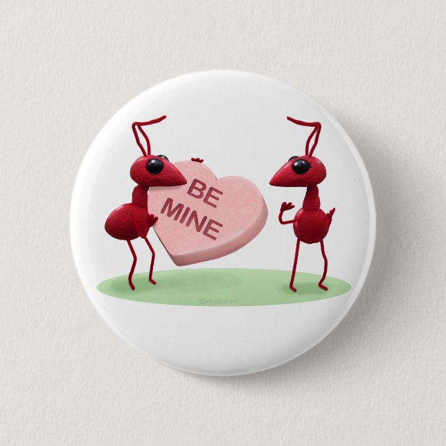 Cute Valentines' Day Ants 6 Cm Round Badge (Front)