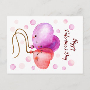 Cute Valentine's Day Balloons Personalised Postcard