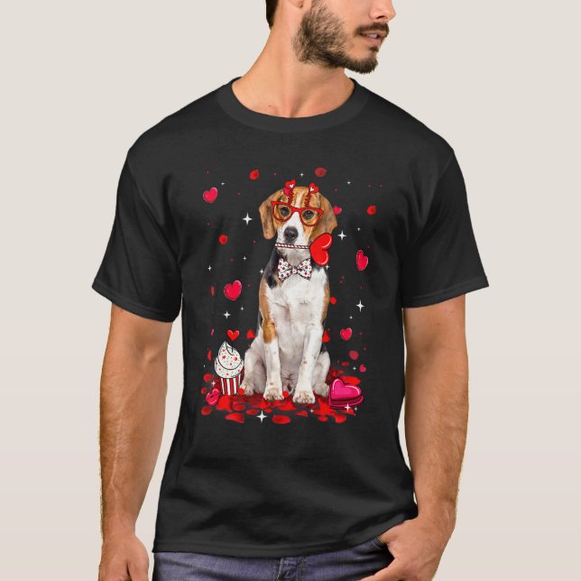 Cute Valentine's Day Beagle Dog Heart Costume T-Shirt (Front)
