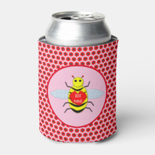 Cute Valentines Day Bee Can Cooler