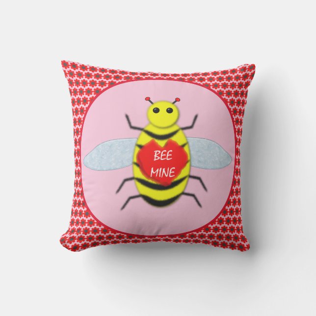 Cute Valentines Day Bee Cushion (Front)