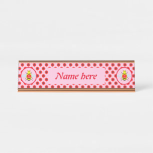 Cute Valentines Day Bee Custom Desk Name Plate