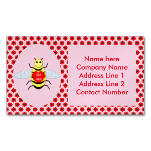 Cute Valentines Day Bee Custom Magnetic Business Card
