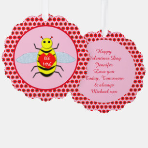 Cute Valentines Day Bee Custom Tree Decoration Card