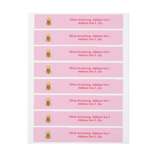 Cute Valentines Day Bee Custom Wraparound Address Label