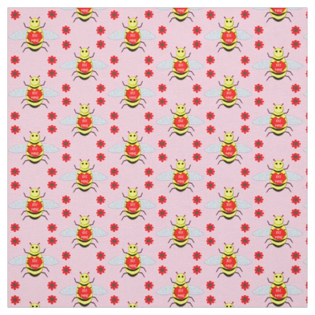 Cute Valentines Day Bee Fabric (Swatch)