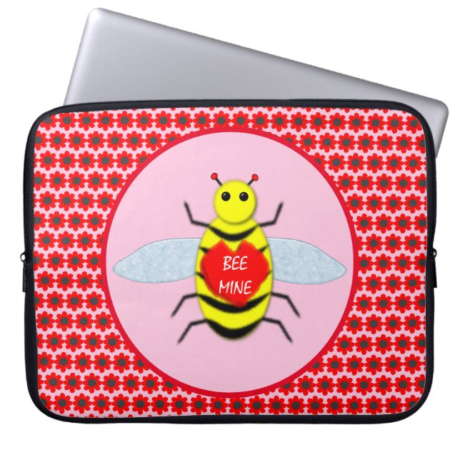 Cute Valentines Day Bee Laptop Sleeve (Front)