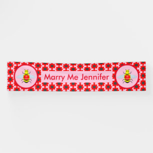Cute Valentines Day Bee Marry Me Proposal Banner