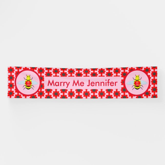 Cute Valentines Day Bee Marry Me Proposal Banner (Horizontal)