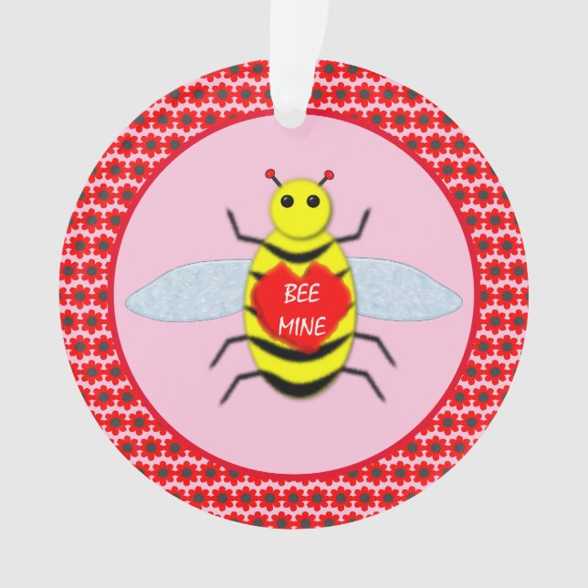 Cute Valentines Day Bee Ornament (Front)