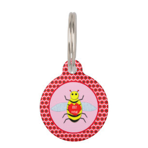 Cute Valentines Day Bee Pet Tag