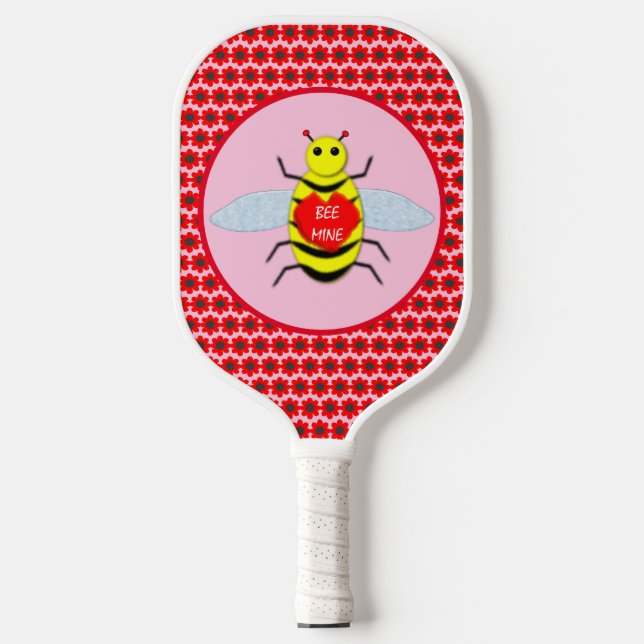 Cute Valentines Day Bee Pickleball Paddle (Front)