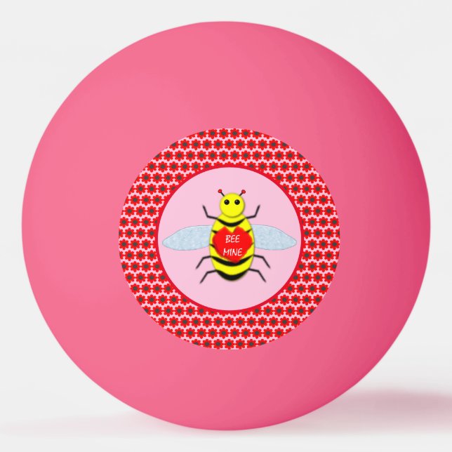 Cute Valentines Day Bee Ping Pong Ball (Front)