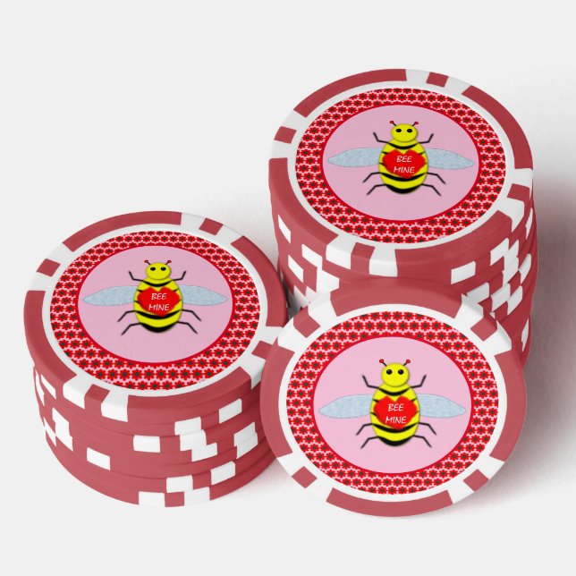 Cute Valentines Day Bee Poker Chips (Stack)