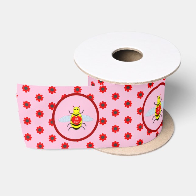 Cute Valentines Day Bee Satin Ribbon (Spool)