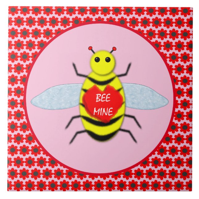 Cute Valentines Day Bee Tile (Front)