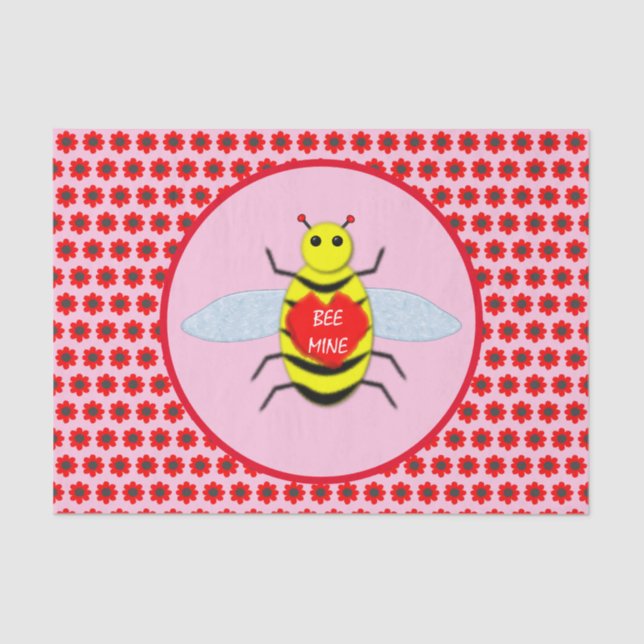 Cute Valentines Day Bee Tissue Paper (Front)