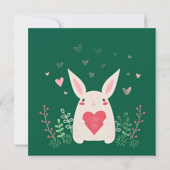 Cute Valentine's Day Bunny Holiday Card (Front)