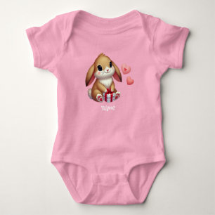 Cute Valentine's Day bunny rabbit Baby Bodysuit