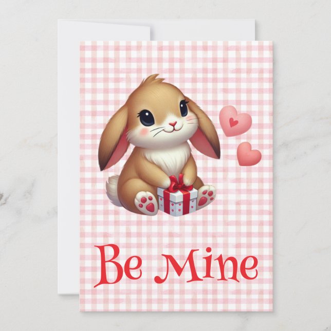 Cute Valentine's Day bunny rabbit  Holiday Card (Front)