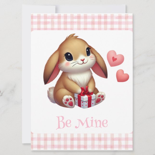 Cute Valentine's Day bunny rabbit  Holiday Card (Front)