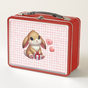 Cute Valentine's Day bunny rabbit Metal Lunch Box