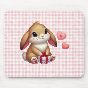 Cute Valentine's Day bunny rabbit Mouse Pad